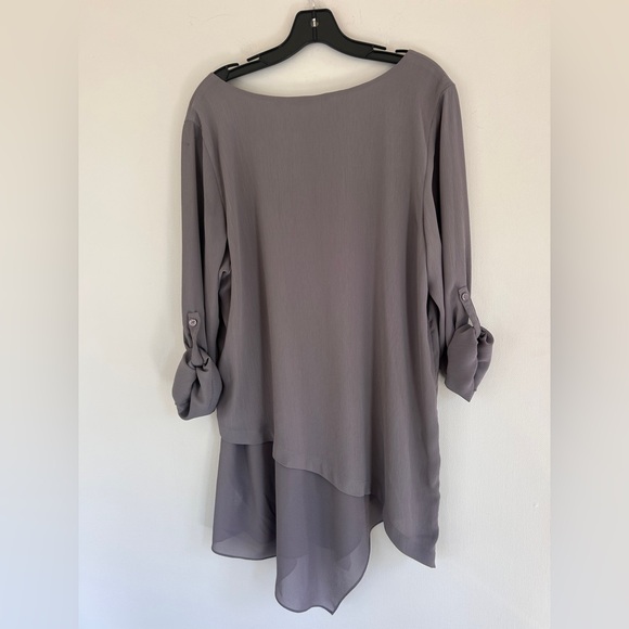 SOFT SURROUNDINGS Asymmetric Mayfair Tunic Top Lagenlook Boho Art Wear Gray Sz L - Picture 13 of 15